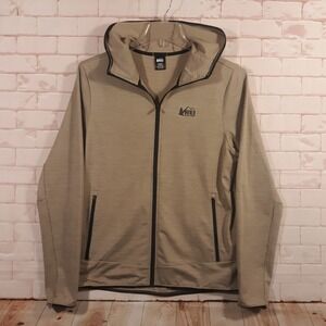 REI Jacket Mens M Full Zip Activewear Athletic Light Brown Outdoor Hiking Travel